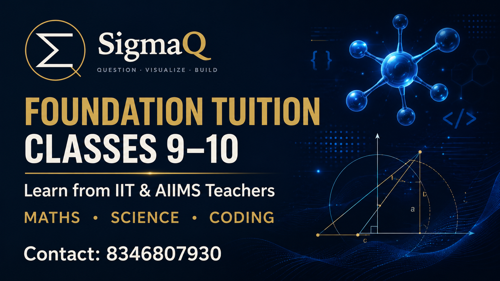 SigmaQ foundation tuition for Classes 9–10 in Maths, Science, and Coding